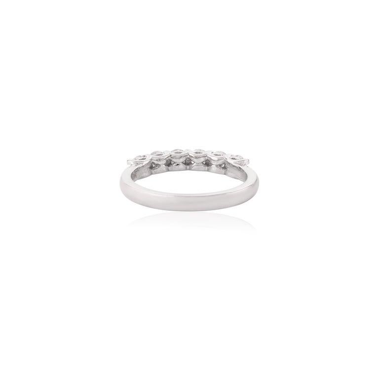 For Sale:  Minimalist Moissanite Wedding Anniversary Ring for Women in 14k Solid White Gold 7