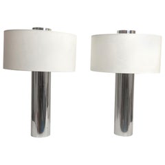 Minimalist Monolithic Chrome Lamps, 1970s