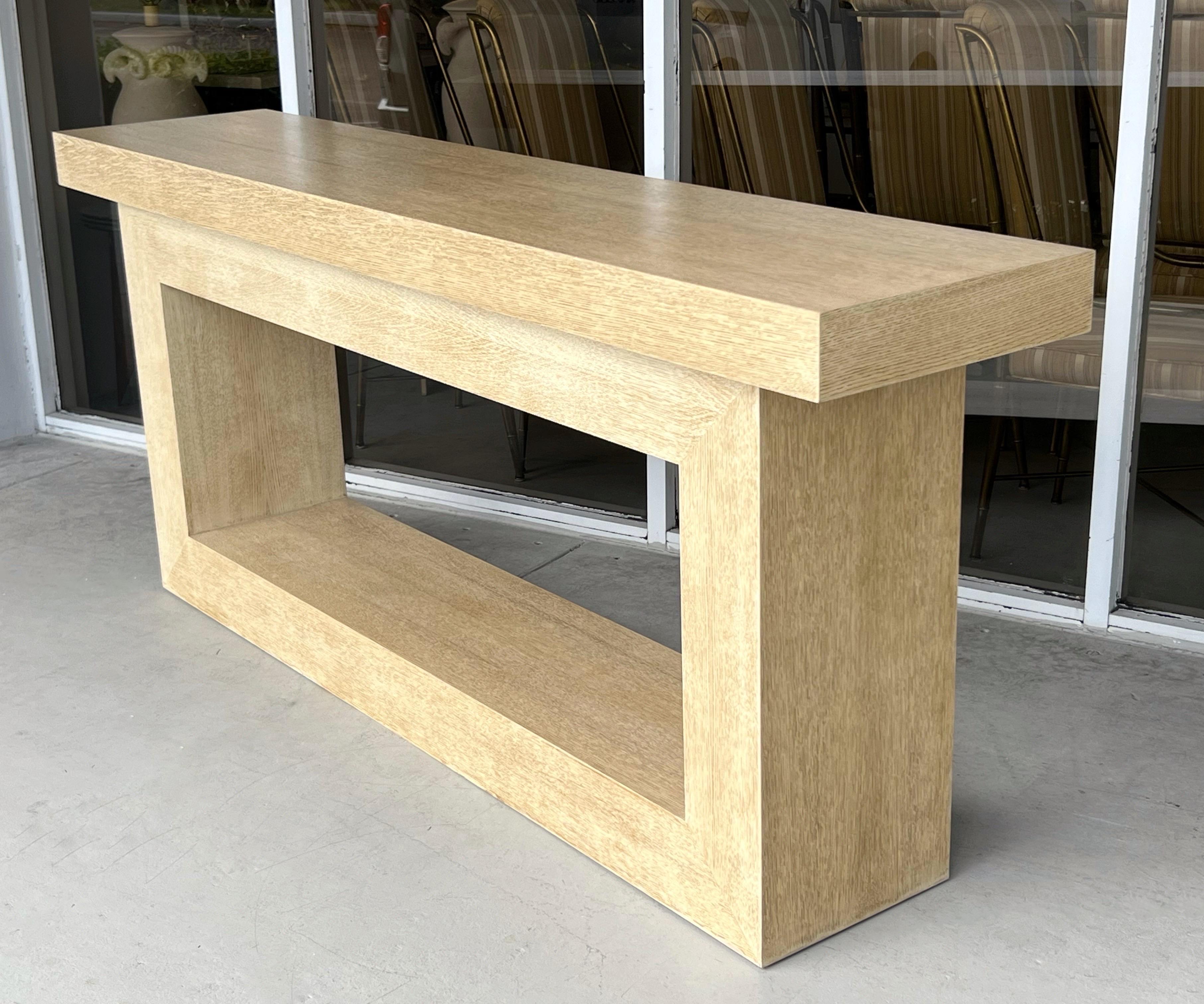 Minimalist Monumental Altar Bleached Oak Console Table  In Good Condition For Sale In Miami, FL