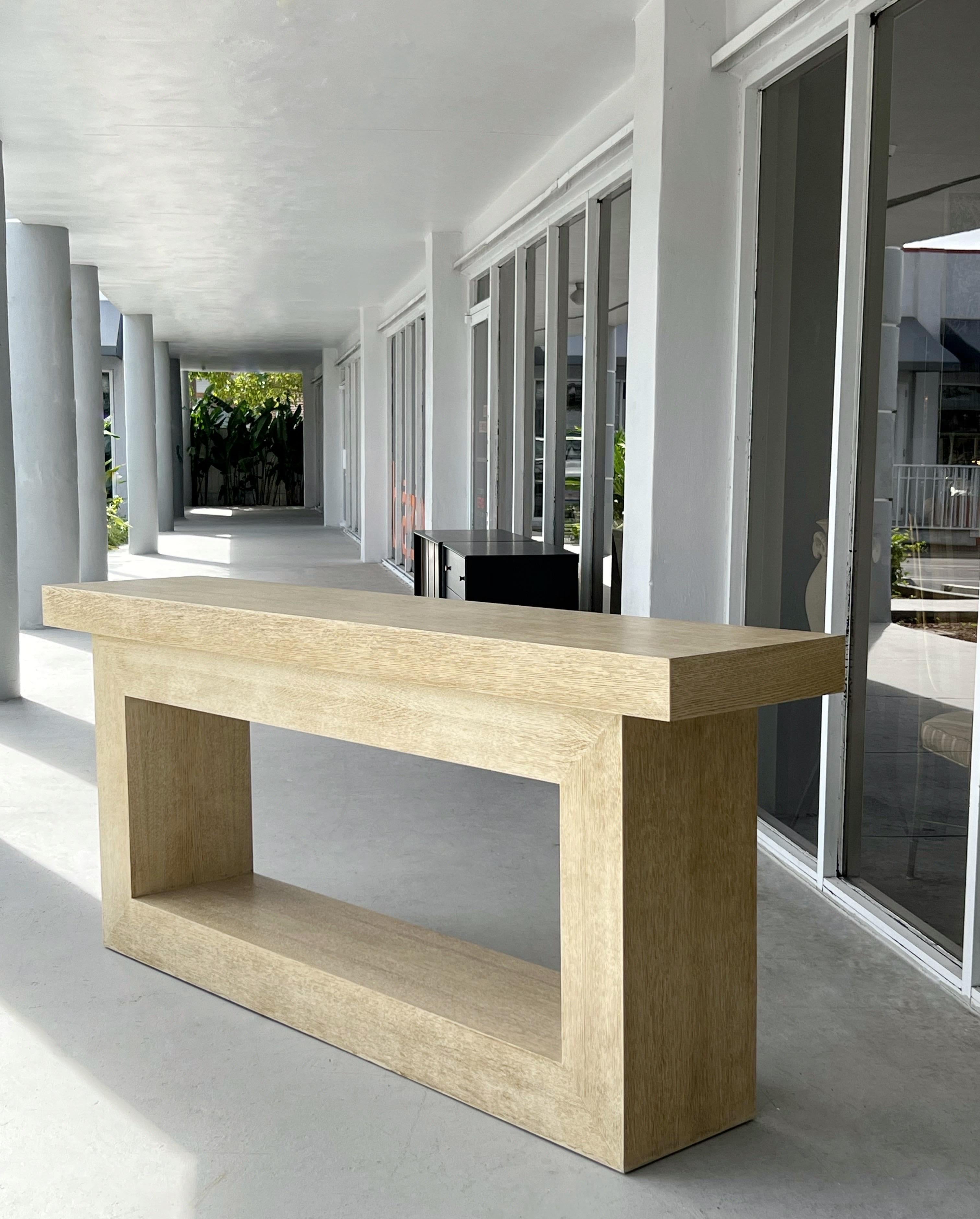 Minimalist Monumental Altar Bleached Oak Console Table  For Sale 1