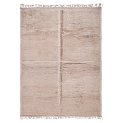 Tapis marocain minimaliste Beni Mrirt - Laine nouée à la main en beige neutre