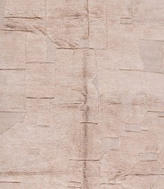 Minimalistischer marokkanischer Beni Mrirt Teppich - Handgeknüpfte Wolle in tonalem Beige Patchwork
