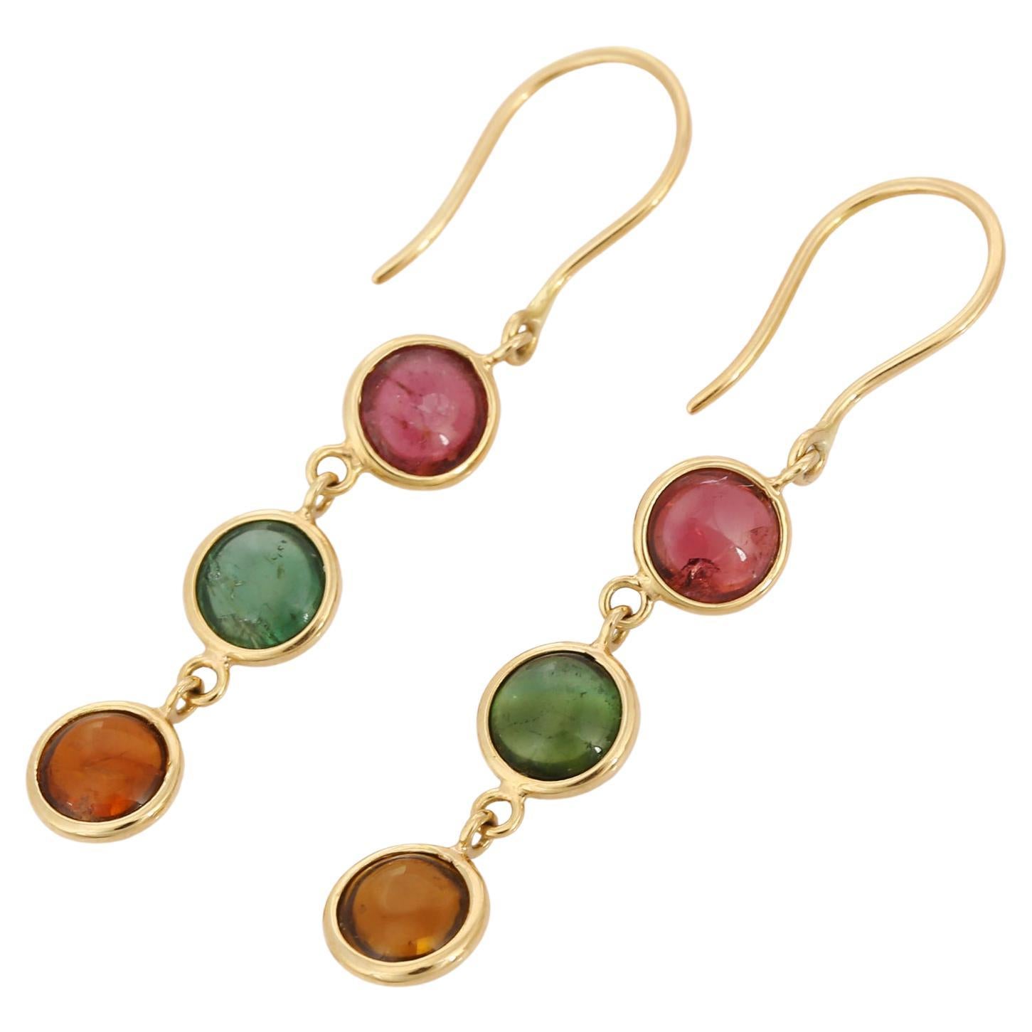 Bulgari Celtica Multi Gem Gold Dangle Earrings at 1stDibs
