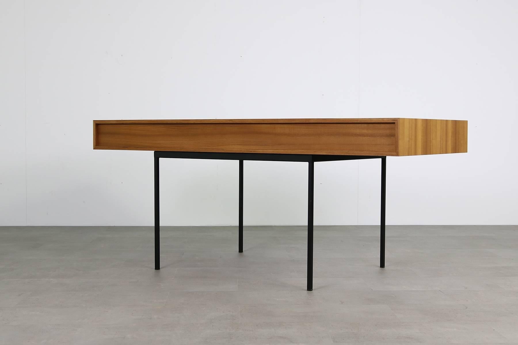 Modern Minimalist Nathan Lindberg Design Teak and Metal Writing Table Mod. NL40