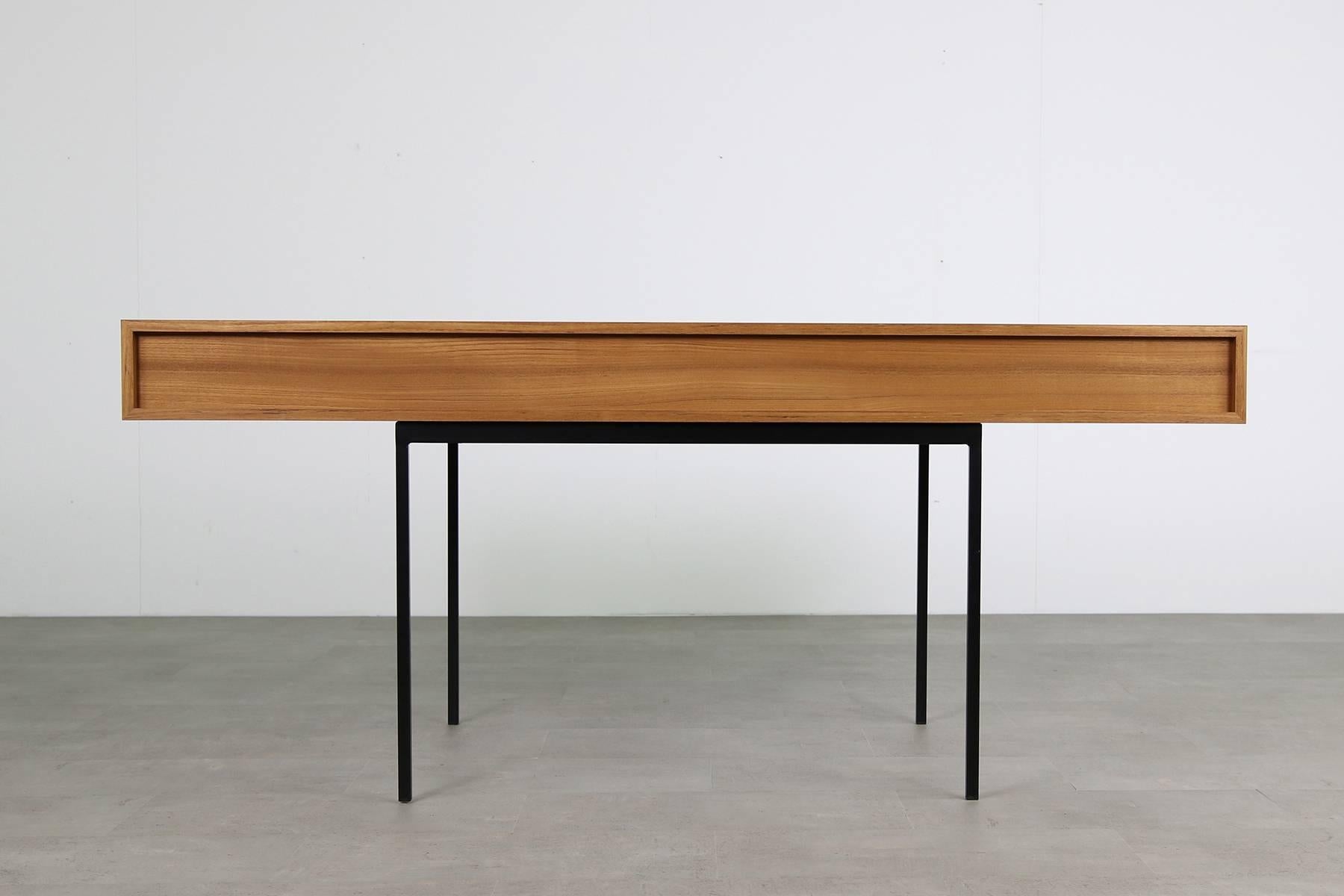 Contemporary Minimalist Nathan Lindberg Design Teak and Metal Writing Table Mod. NL40 Black For Sale