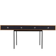 Minimalist Nathan Lindberg Design Teak and Metal Writing Table Mod. NL40 Black