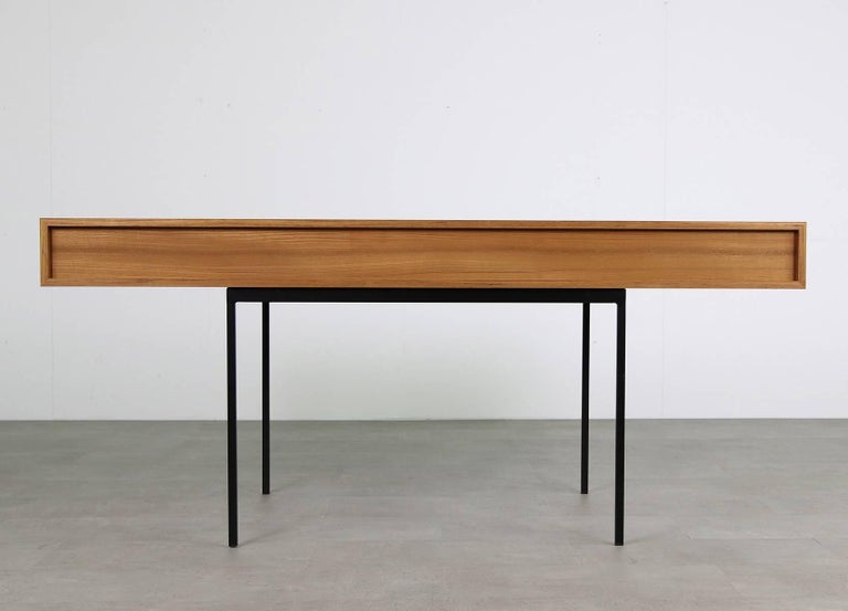Minimalist Nathan Lindberg Design Teak And Metal Writing Table Mod Nl40 White For Sale At 1stdibs