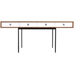 Minimalist Nathan Lindberg Design Teak and Metal Writing Table Mod. NL40 White