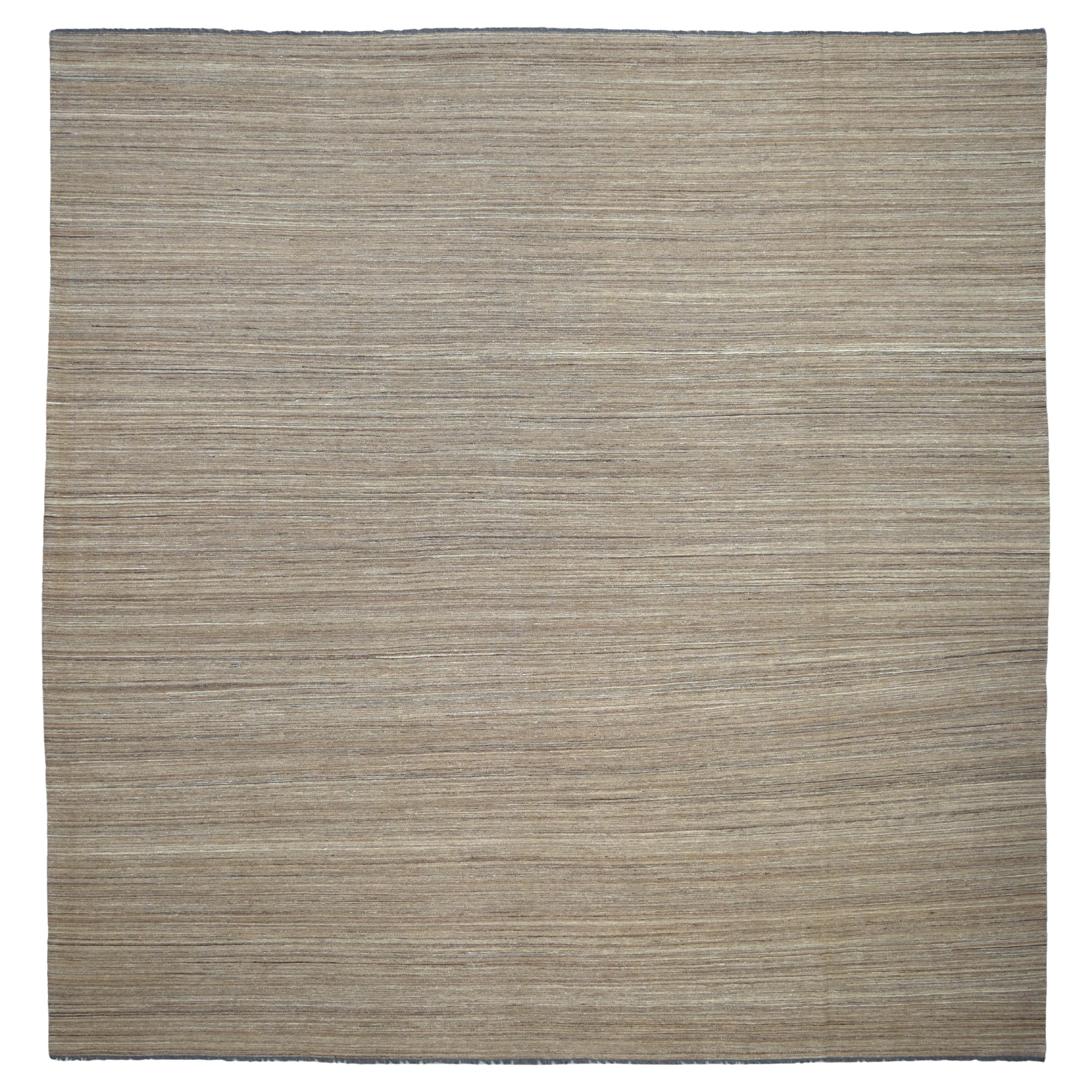 Kilim minimalista de lana marrón natural 13'1''x13'1''