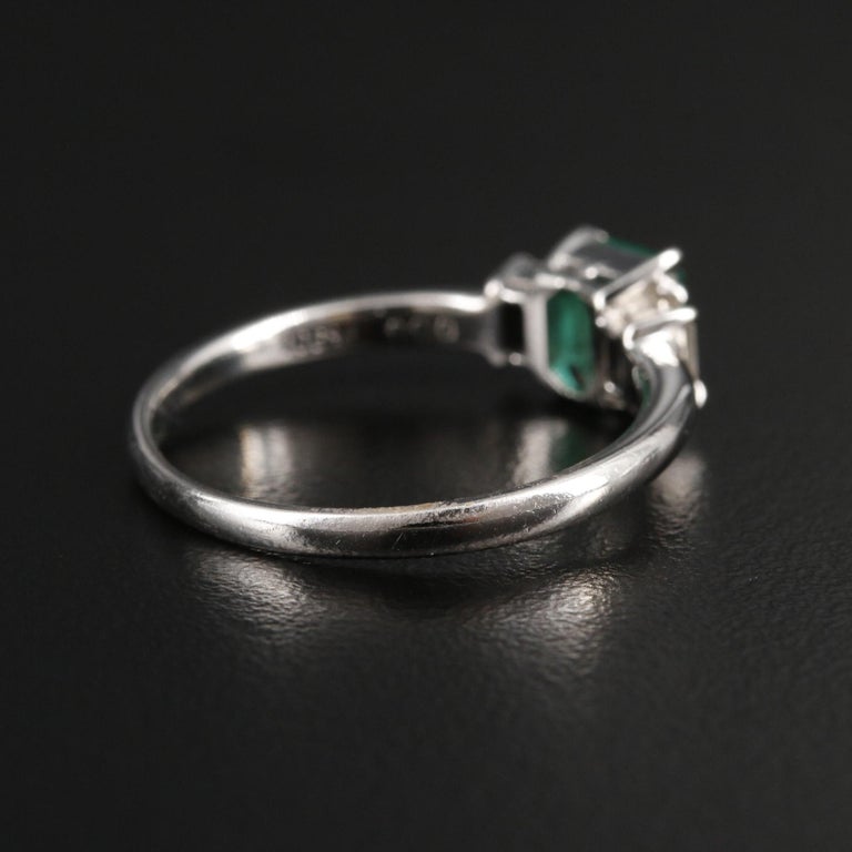 Customizable Minimalist Natural Emerald Cut Emerald Diamond Engagement