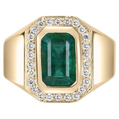 Minimalist Natural Emerald Engagement Rings for Women, Halo Emerald Gold Ring