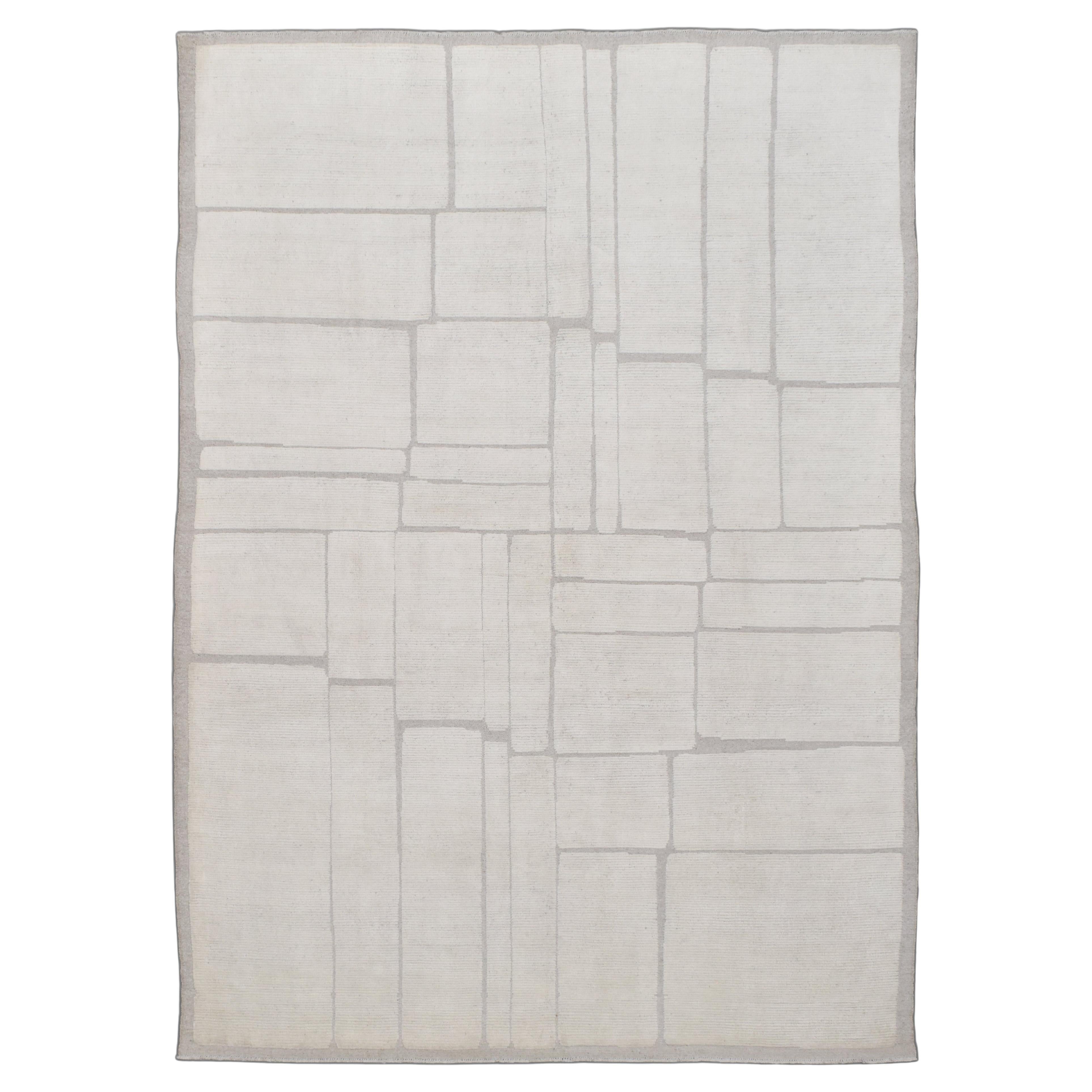Tapis minimaliste à motifs géométriques naturels 10'2''x14'1''