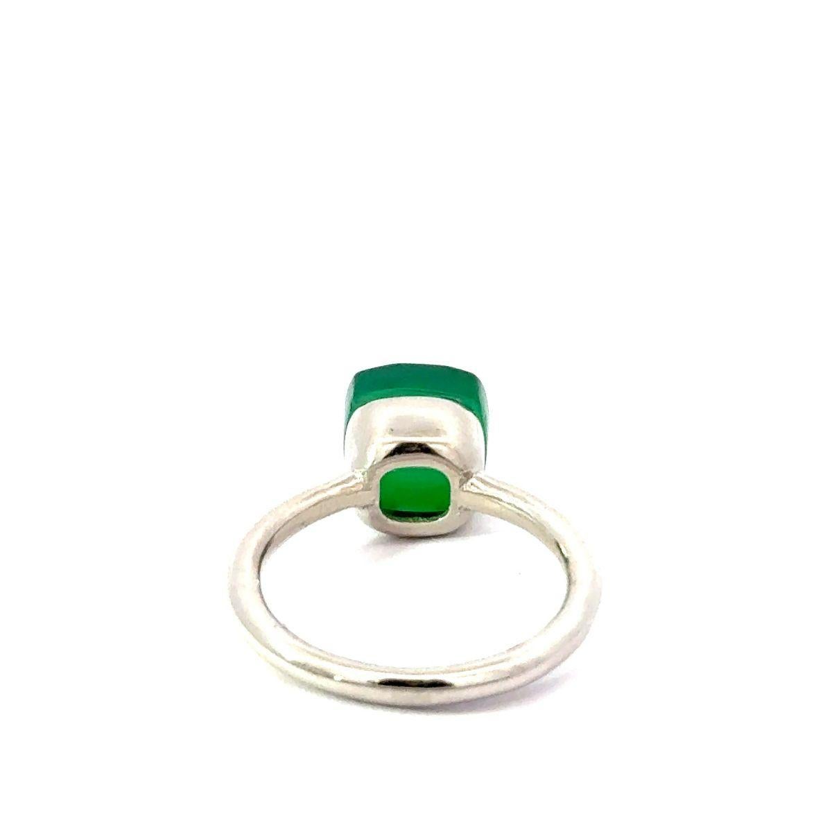 For Sale:  Minimalist Natural Green Onyx Birthstone Solitaire Ring for Mom in 925 Silver 5