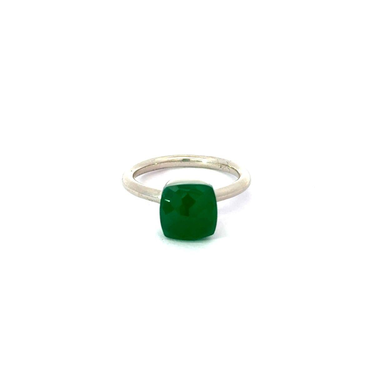 For Sale:  Minimalist Natural Green Onyx Birthstone Solitaire Ring for Mom in 925 Silver 9