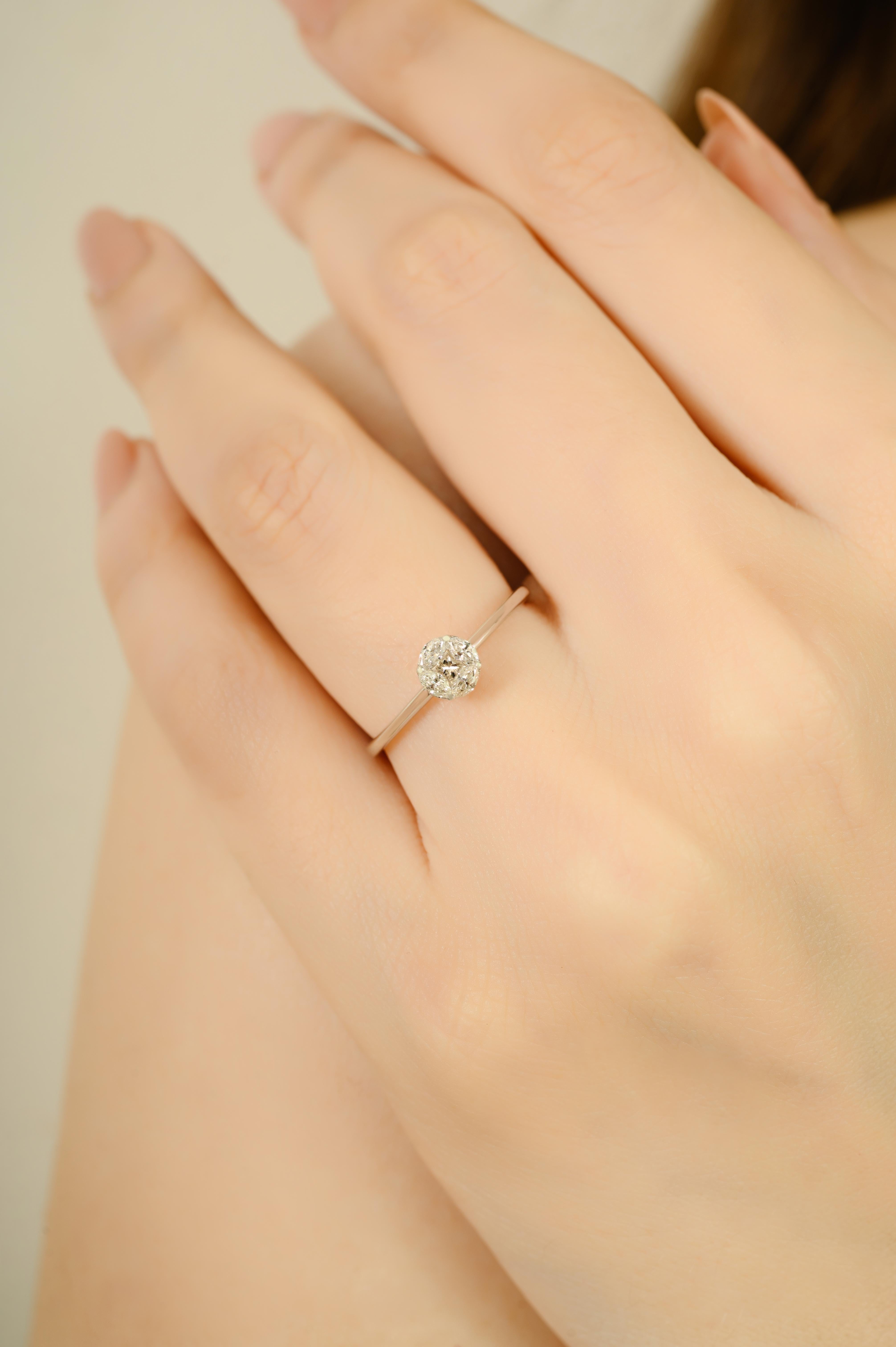 Im Angebot: Minimalistische natürliche Marquise Cut Diamond Cluster Ring in 14K Weißgold Schmuck () 10