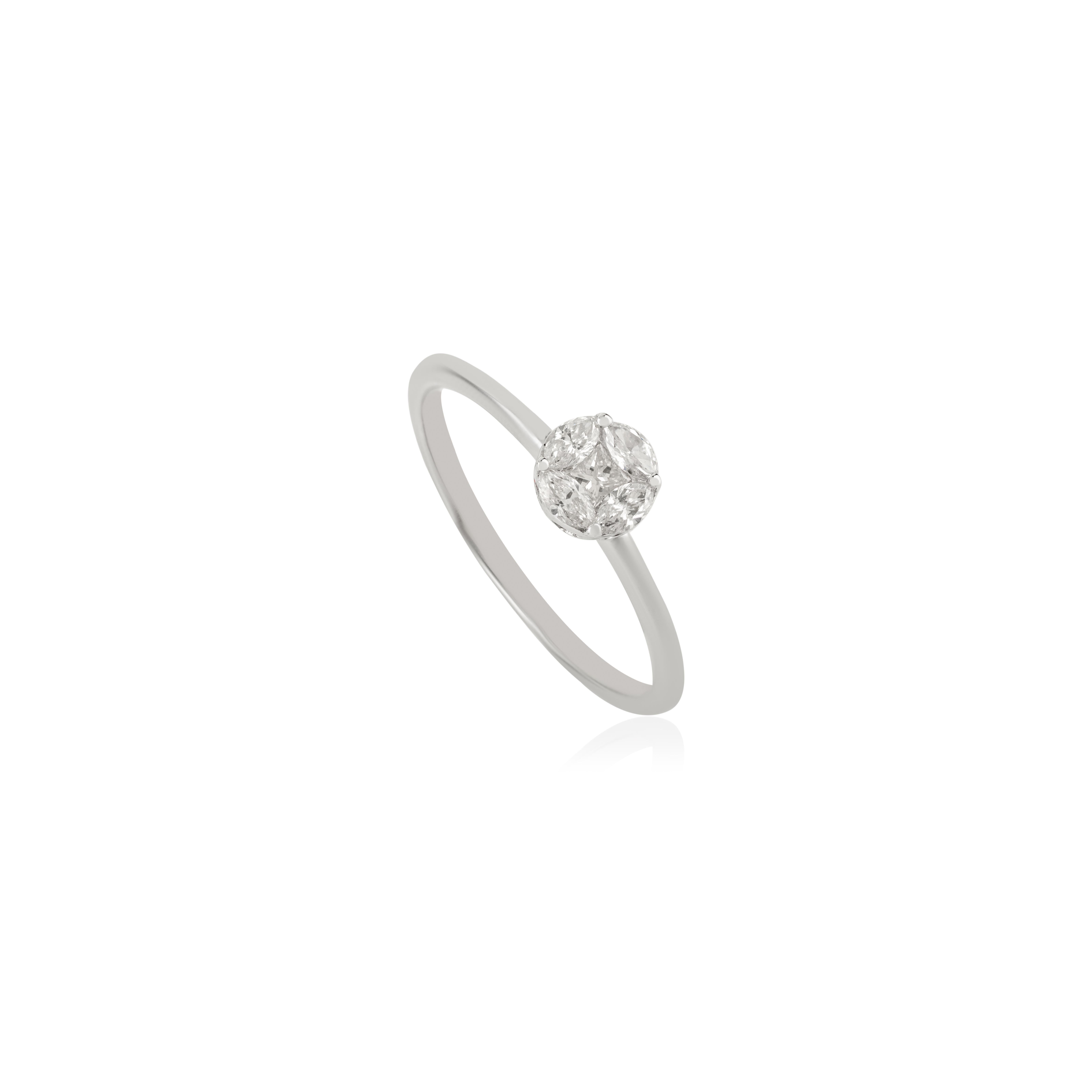 Im Angebot: Minimalistische natürliche Marquise Cut Diamond Cluster Ring in 14K Weißgold Schmuck () 5