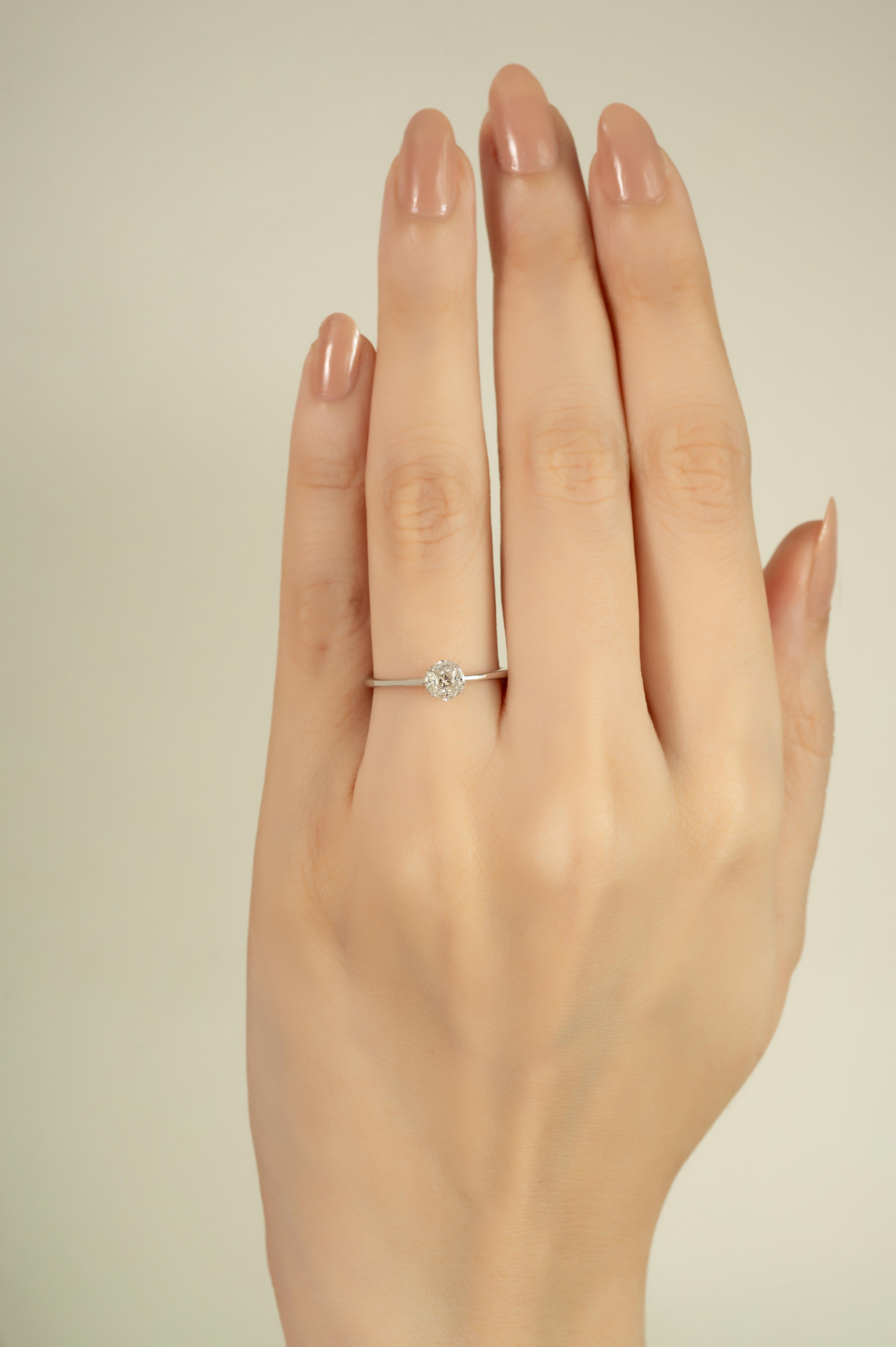 Im Angebot: Minimalistische natürliche Marquise Cut Diamond Cluster Ring in 14K Weißgold Schmuck () 8