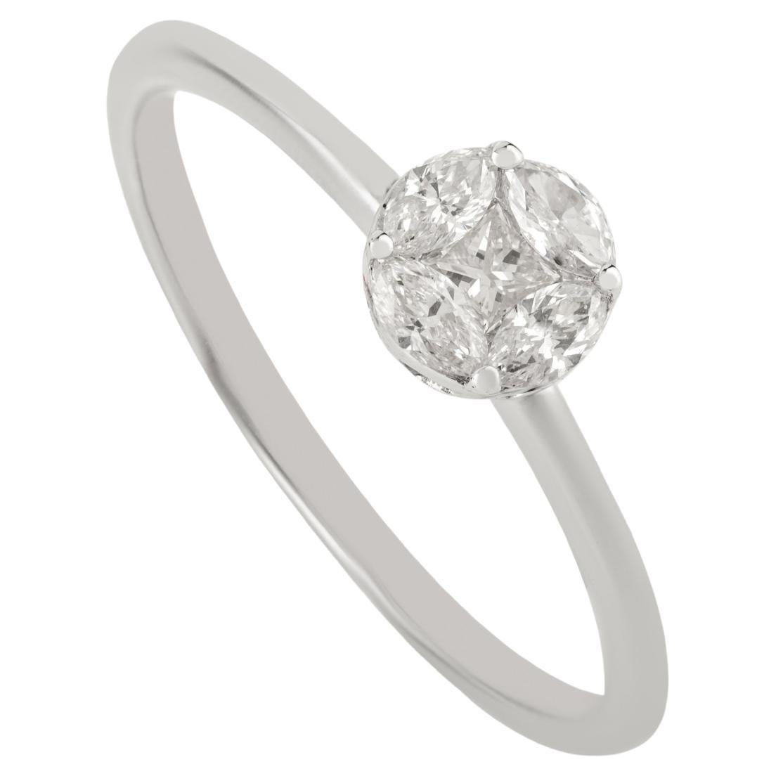 Im Angebot: Minimalistische natürliche Marquise Cut Diamond Cluster Ring in 14K Weißgold Schmuck ()