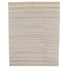 Minimalist Natural Striped Wool Kilim Rug 7'10''x9'10''