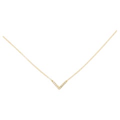 Minimalist Necklace V Shaped Diamond Bar Necklace in 14K Yellow Gold