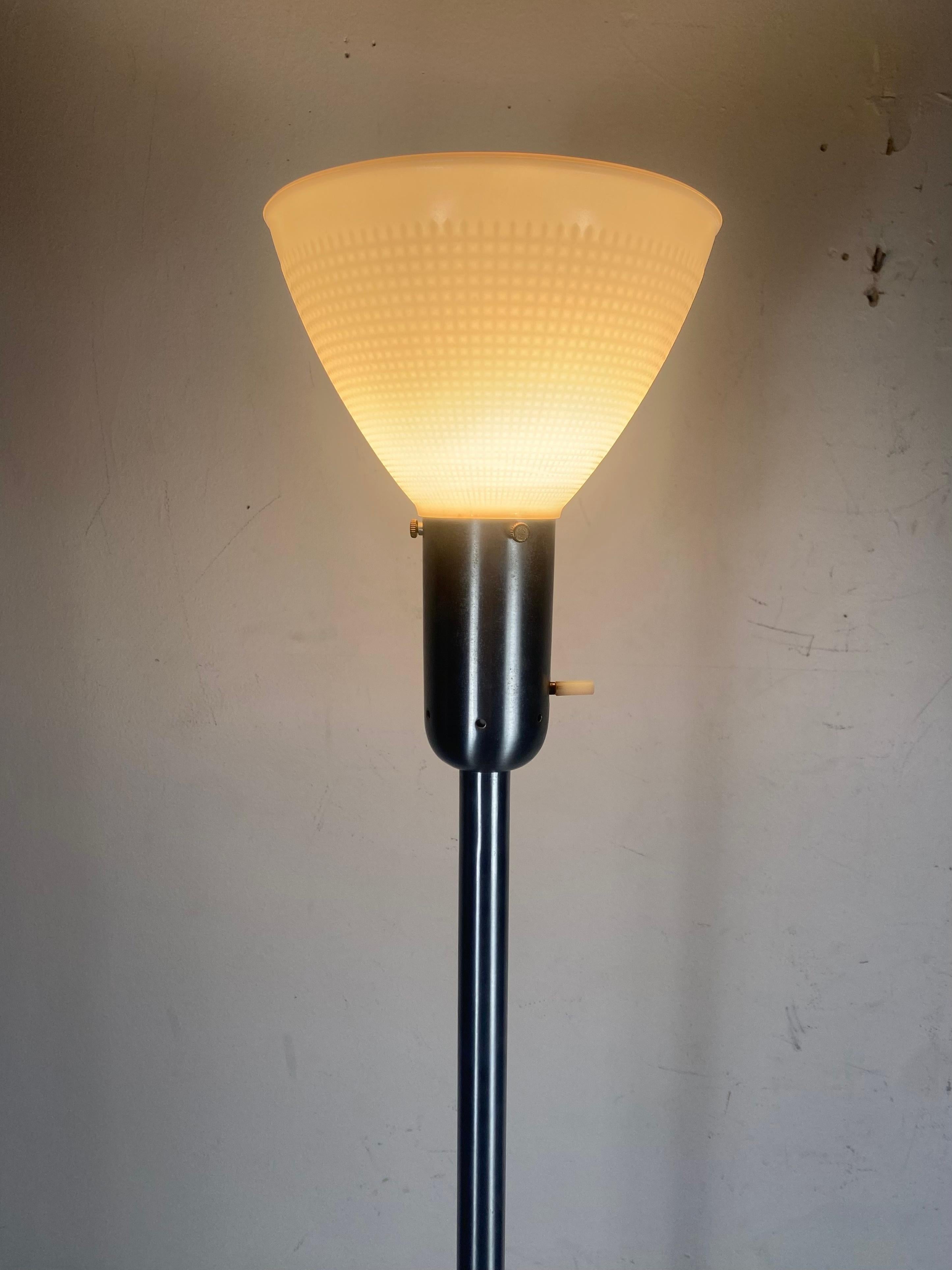 American Minimalist Nessen Studios Floor Lamp Brushed Nickel Standard Stem/ Modernist For Sale