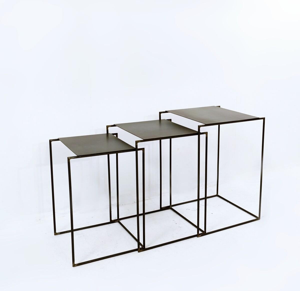 Late 20th Century Minimalist Nesting Tables by Franck Robichez For Sale