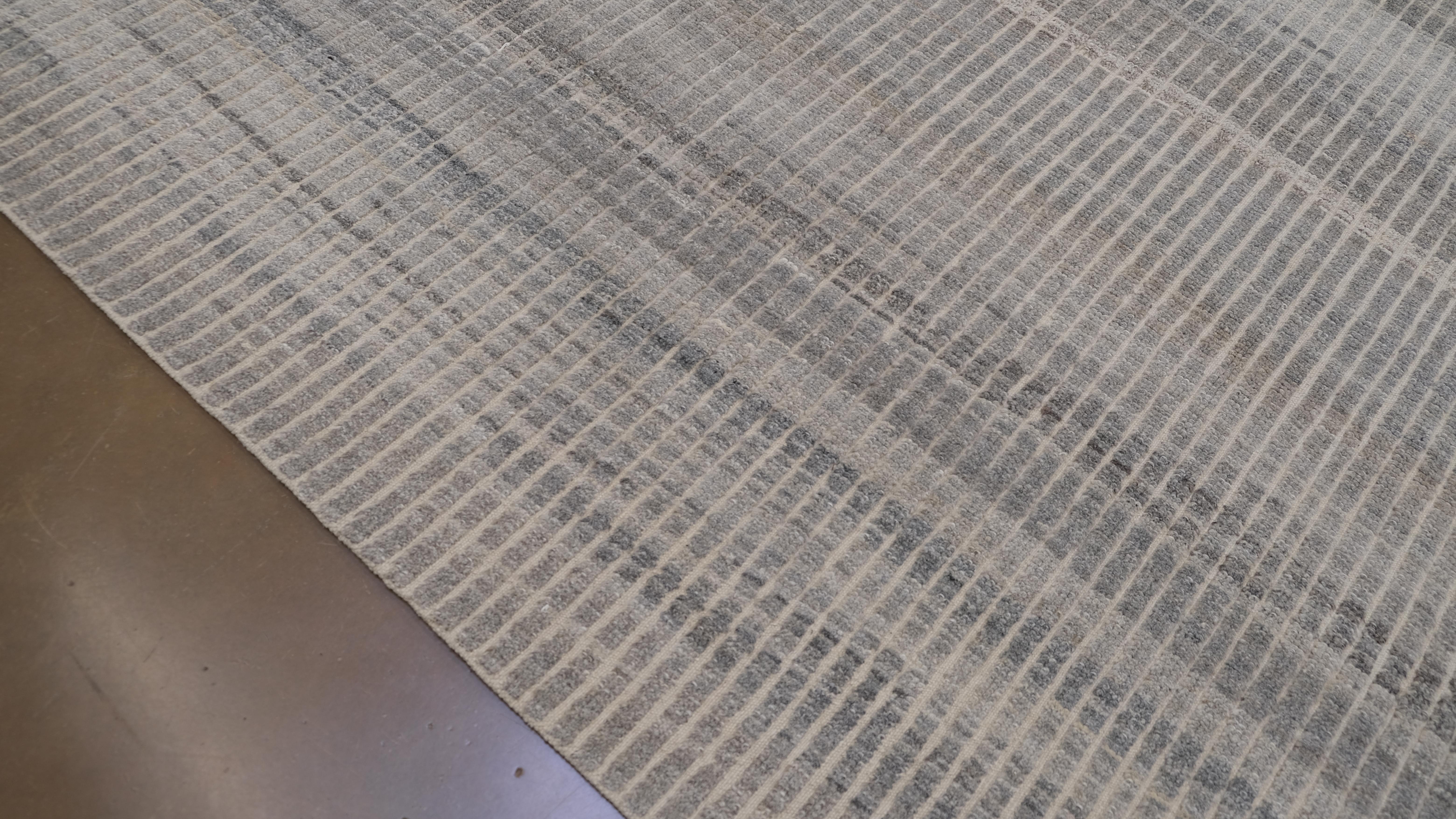 Tapis minimaliste en laine neutre Brown Grey Natural 9'7''x11'9'' Neuf - En vente à Torrance, CA