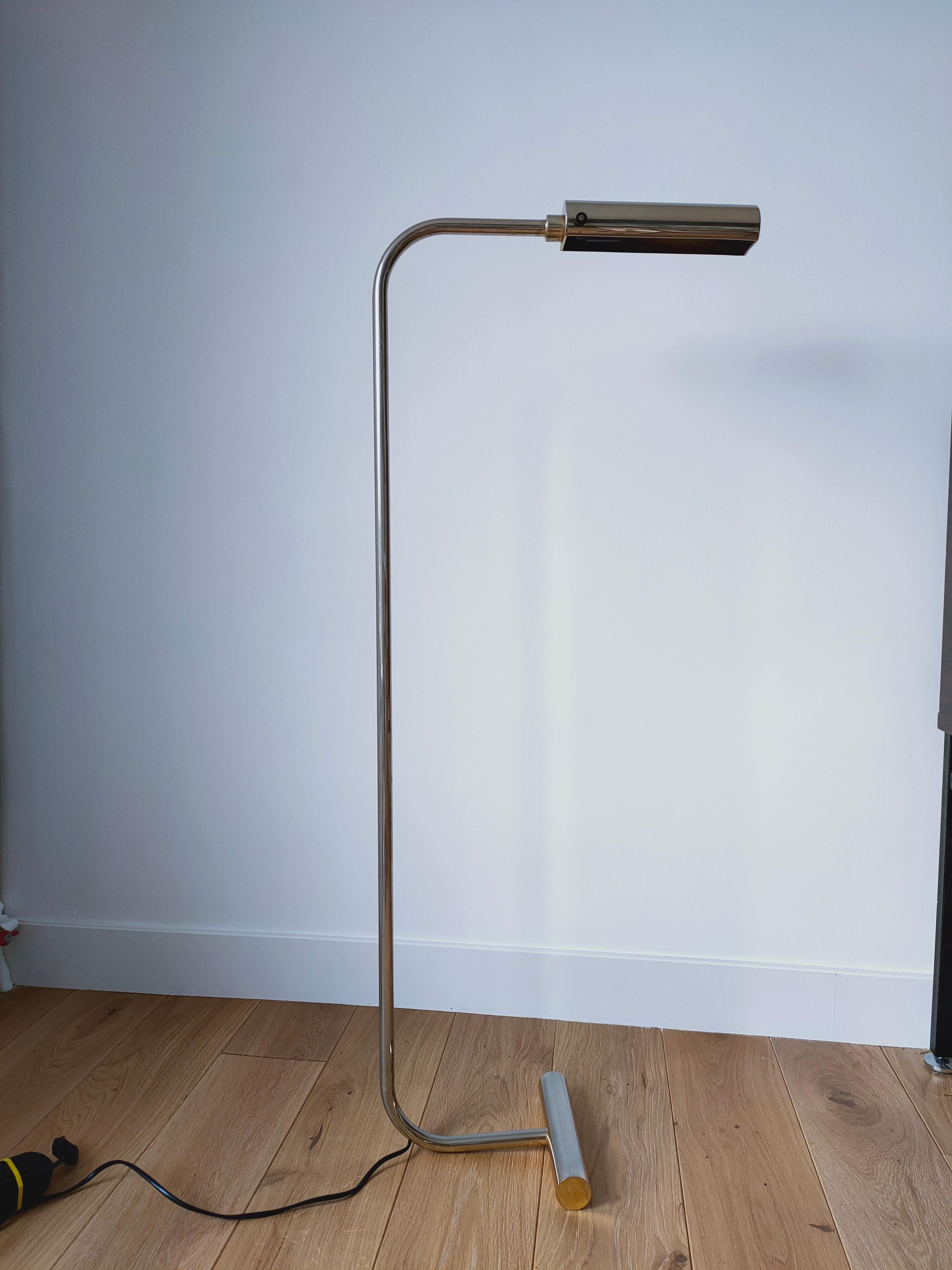 Iconic lamp by Liaigre; beautiful shades of gilt/brass on the lamp's base
rare in this patina version
minor dents on the side of the shade opposite to the handle (please see last picture)
European socket and wiring; socket replacement
