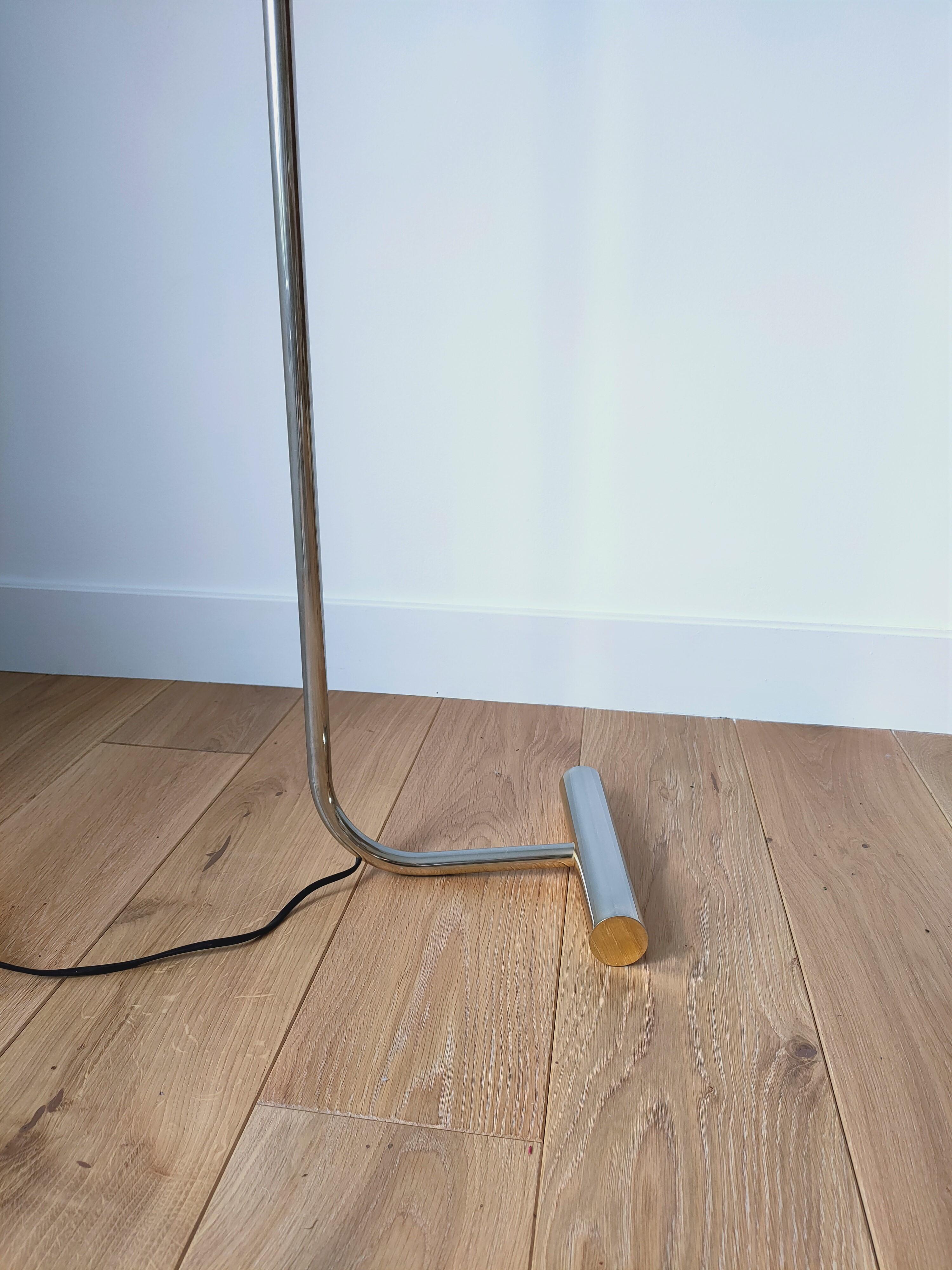 Minimalist Nickel-Plated Brass Reading Lamp by Christian Liaigre, France, 1980s In Fair Condition In New York, NY