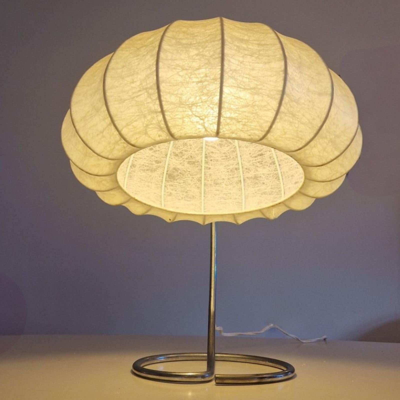 20th Century Minimalist nickel plated desk lamp with cocoon shade, Netherlands 1930s