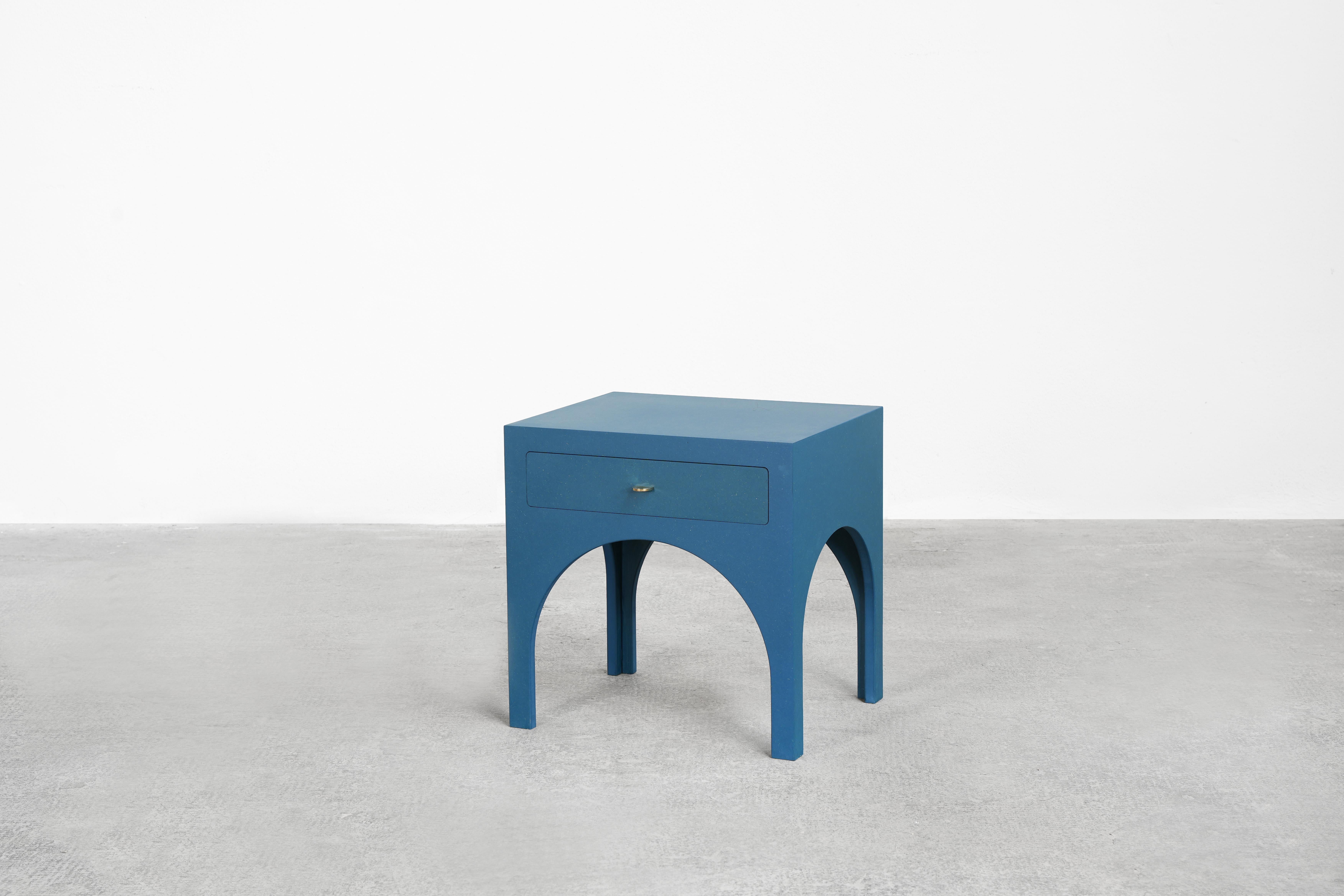 German Minimalist Nightstand Console Commode in blue by Atelier Bachmann, 2019 For Sale