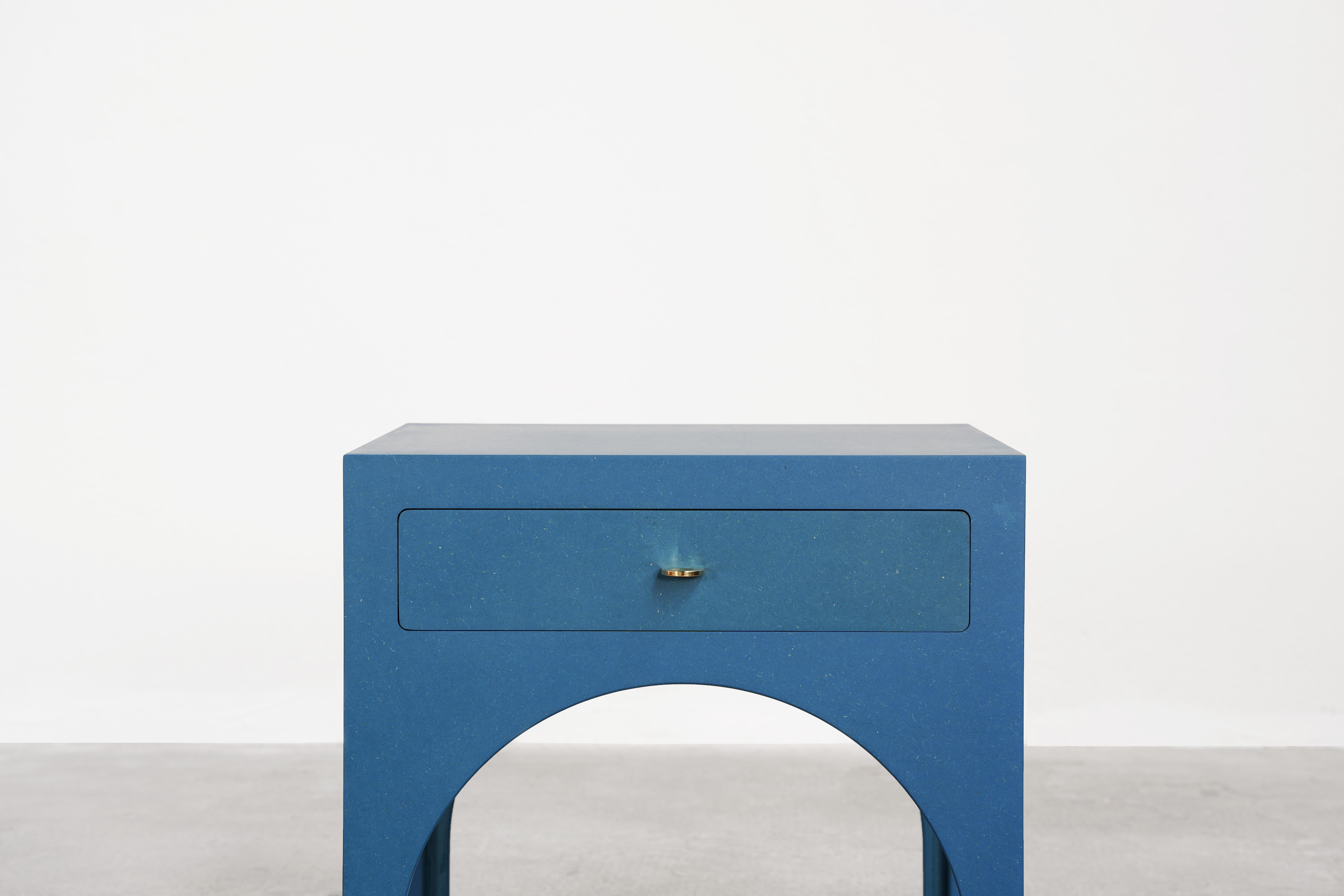 Contemporary Minimalist Nightstand Console Commode in blue by Atelier Bachmann, 2019 For Sale