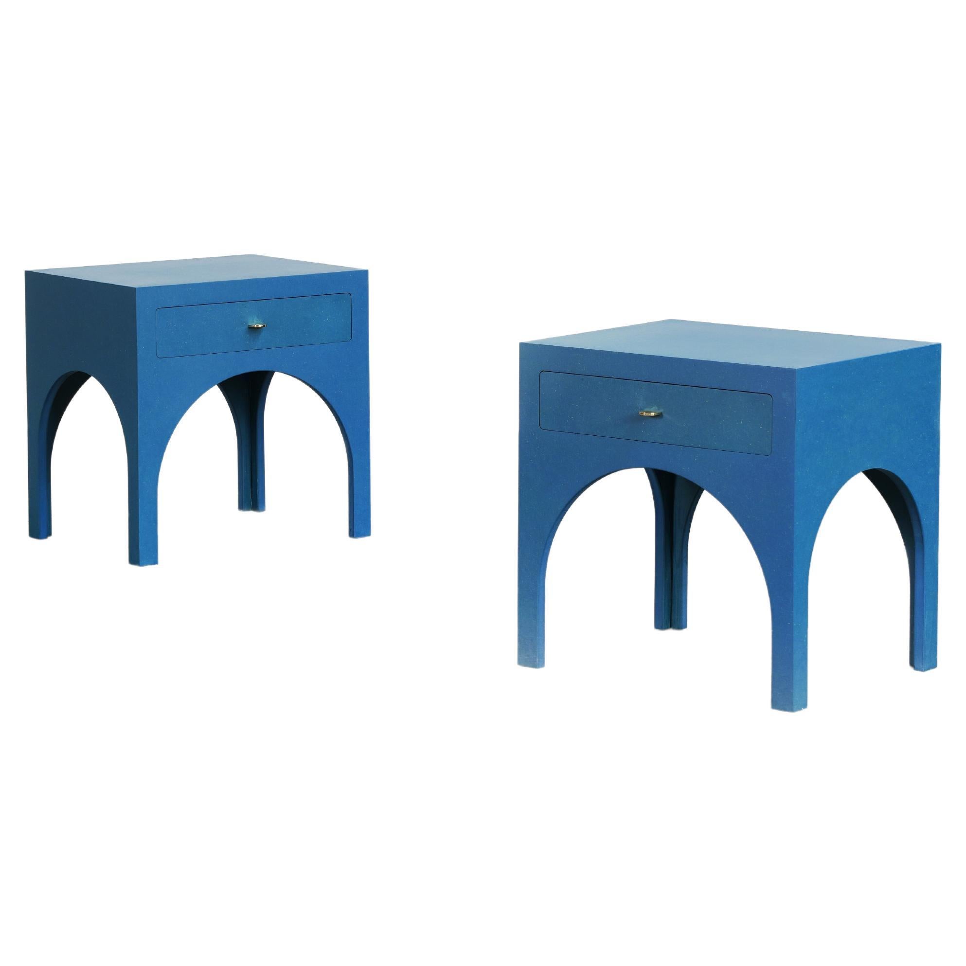 Console de nuit minimaliste en bleu de l'Atelier Bachmann, 2019