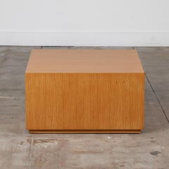 Minimalist Oak Cube Table Pedestal