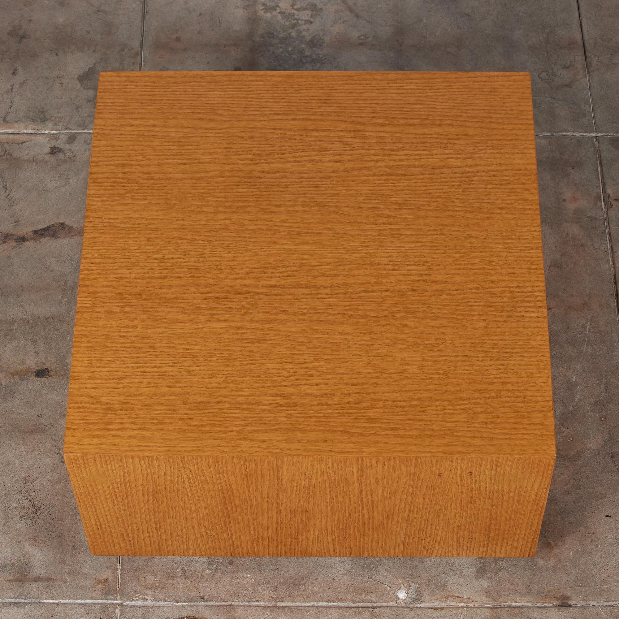 20th Century Minimalist Oak Cube Table Pedestal For Sale