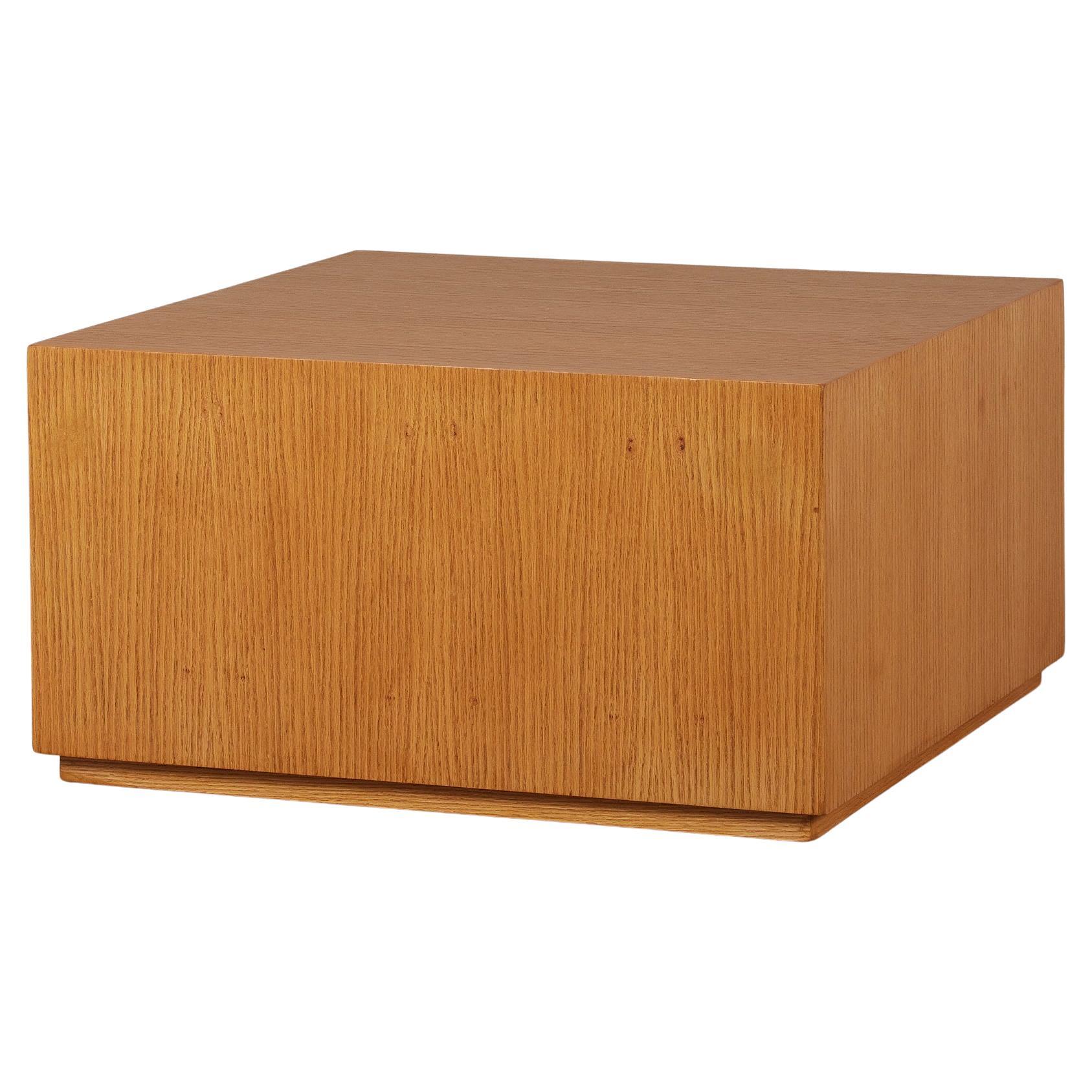 Minimalist Oak Cube Table Pedestal For Sale