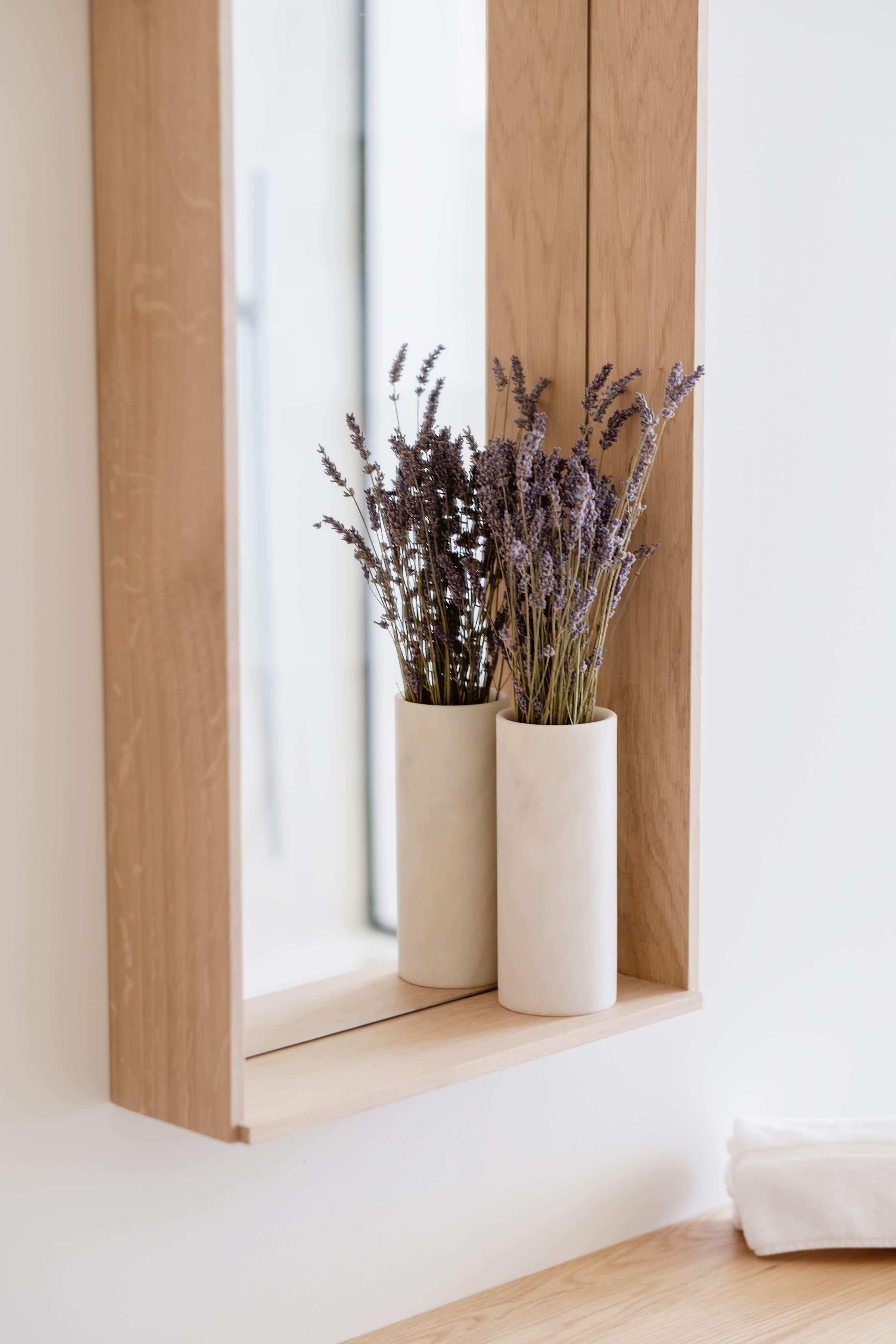 Portuguese Minimalist oak mirror small For Sale