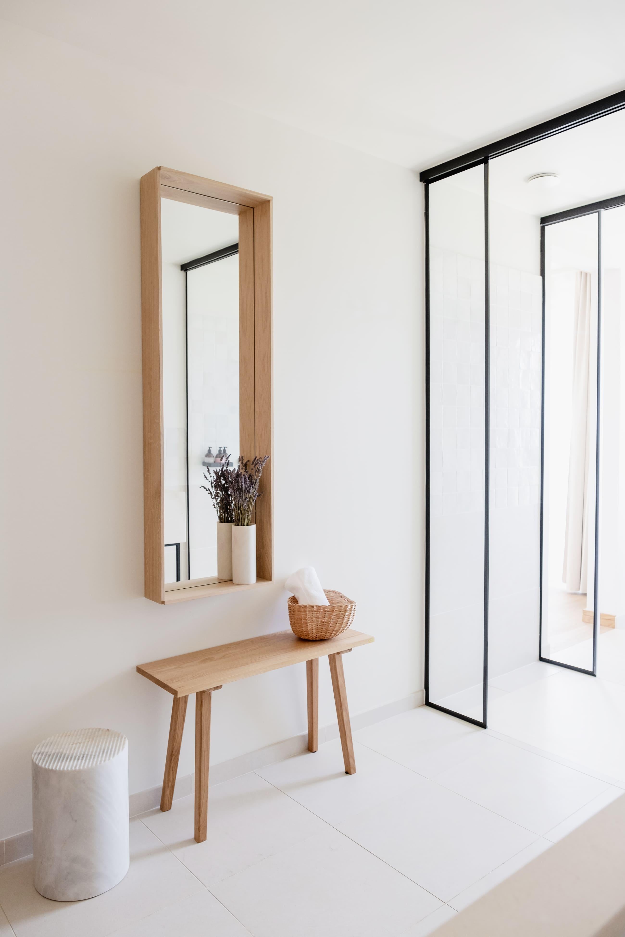 Hand-Crafted Minimalist oak mirror small For Sale