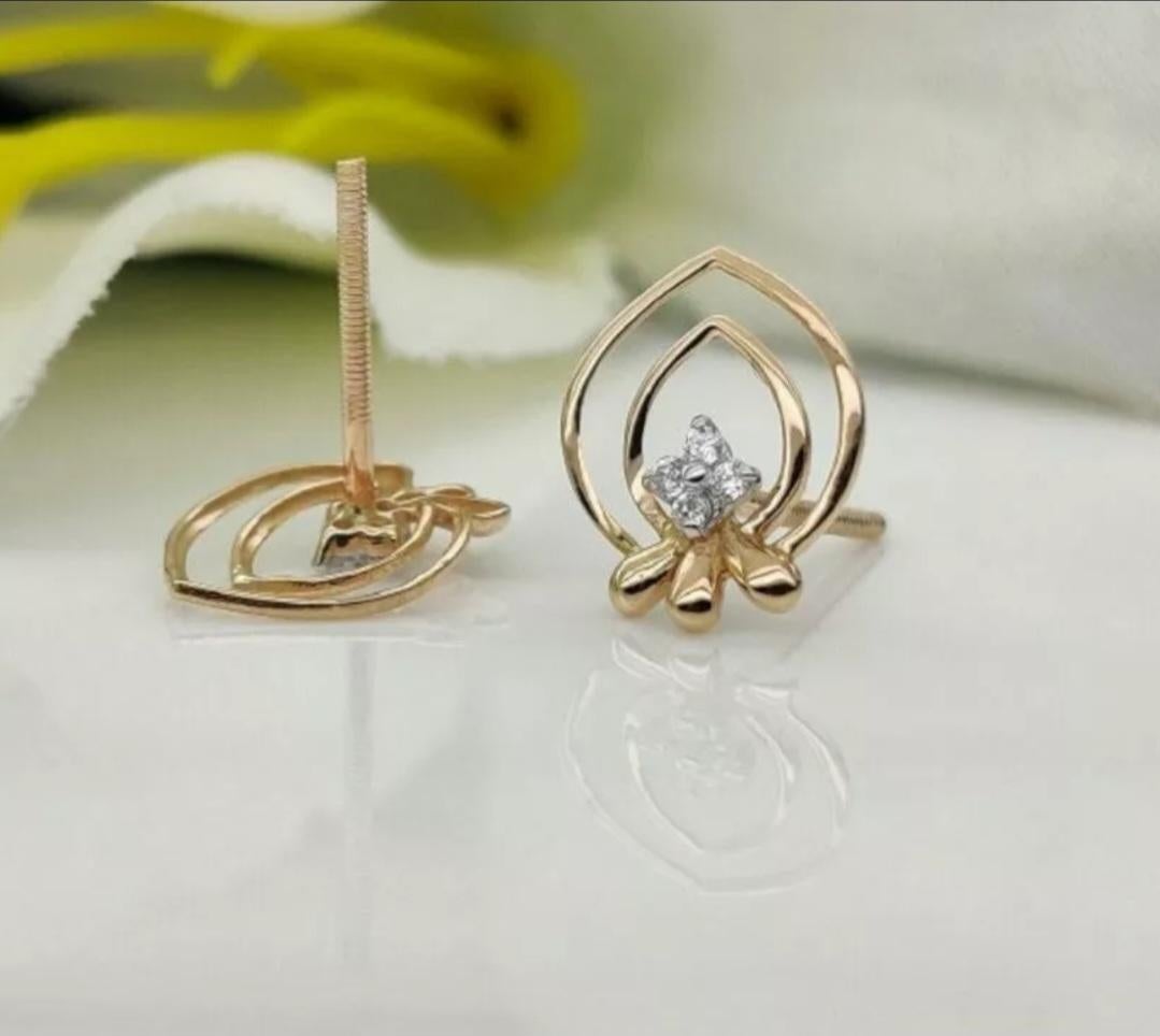 Femenino o masculino Pendiente Minimalista Pulpo Diamante Oro macizo 14k Pendiente Vacaciones Océano Calamar. en venta