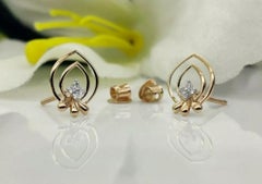 Minimalist Octopus Diamond Earring in 14k Solid Rose Gold