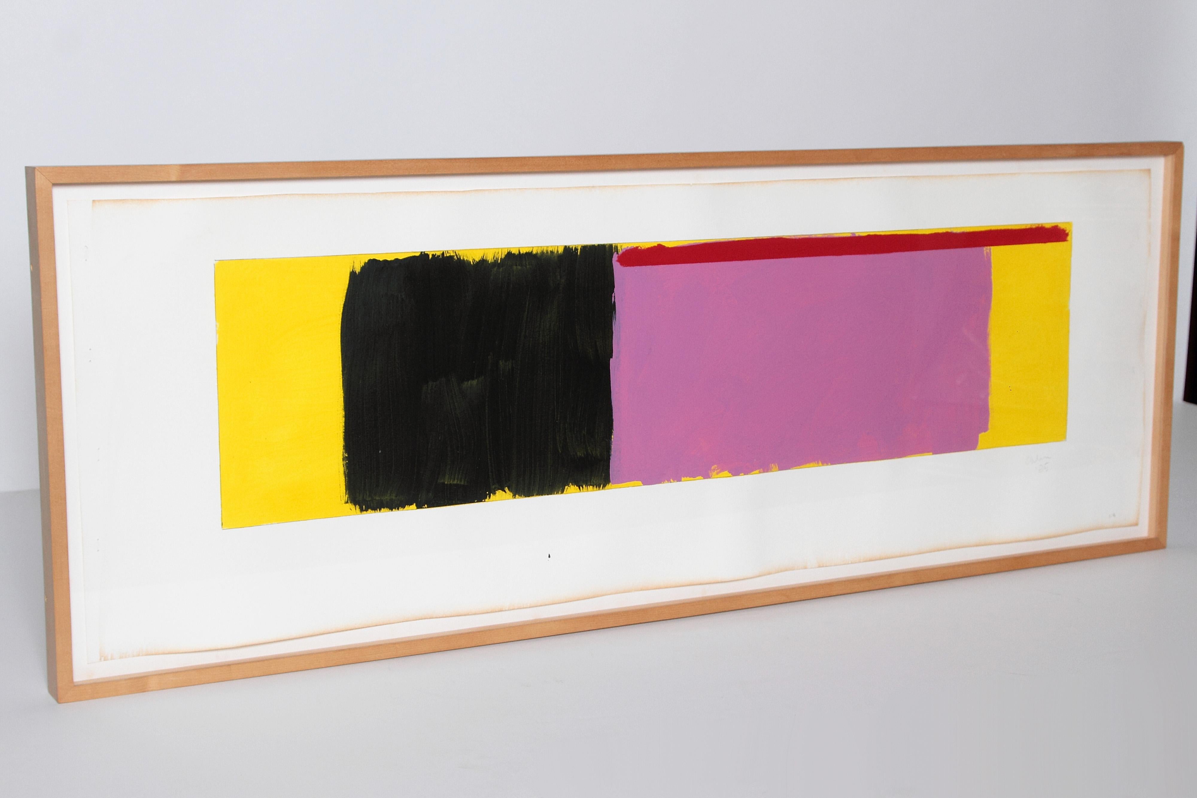 Hand-Painted Minimalist Oil on Paper by Doug Ohlson 1936-2010 American For Sale