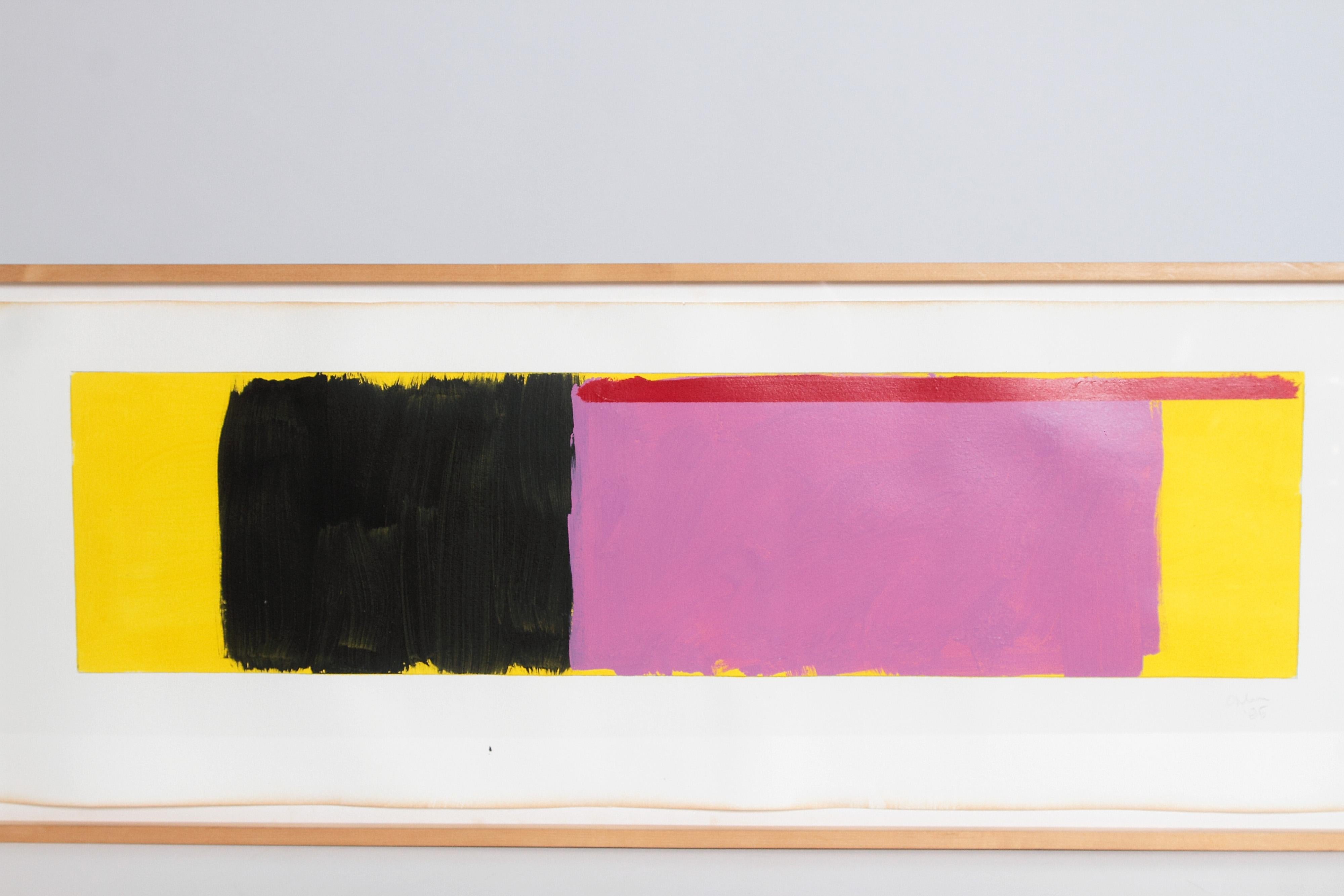 Peint à la main Huile minimaliste sur papier de Doug Ohlson, 1936-2010, Américain en vente