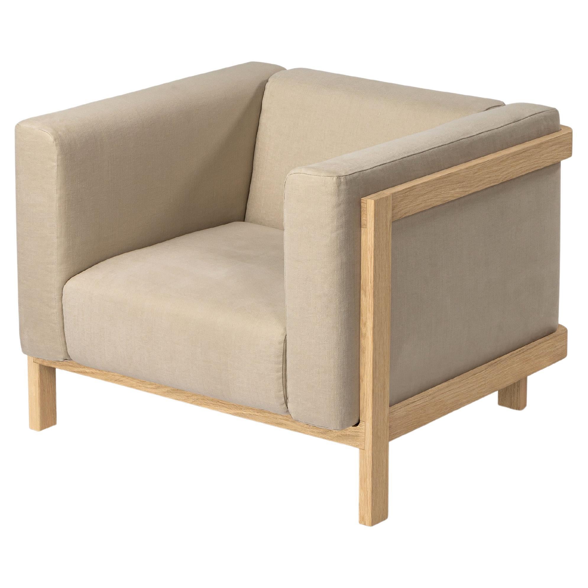 Minimalistisches einsitziges Sofa aus Eschenholz – Stoff gepolstert