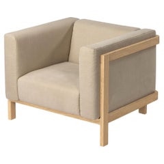Minimalistisches einsitziges Sofa aus Eschenholz – Stoff gepolstert