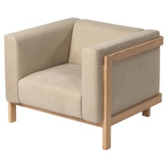 Minimalist one seater sofa oak - fabric upholstered