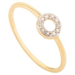 Minimalistische Open Circle Diamond Halo Stacking Ring in 14K Solid Gold Geschenk für Sie