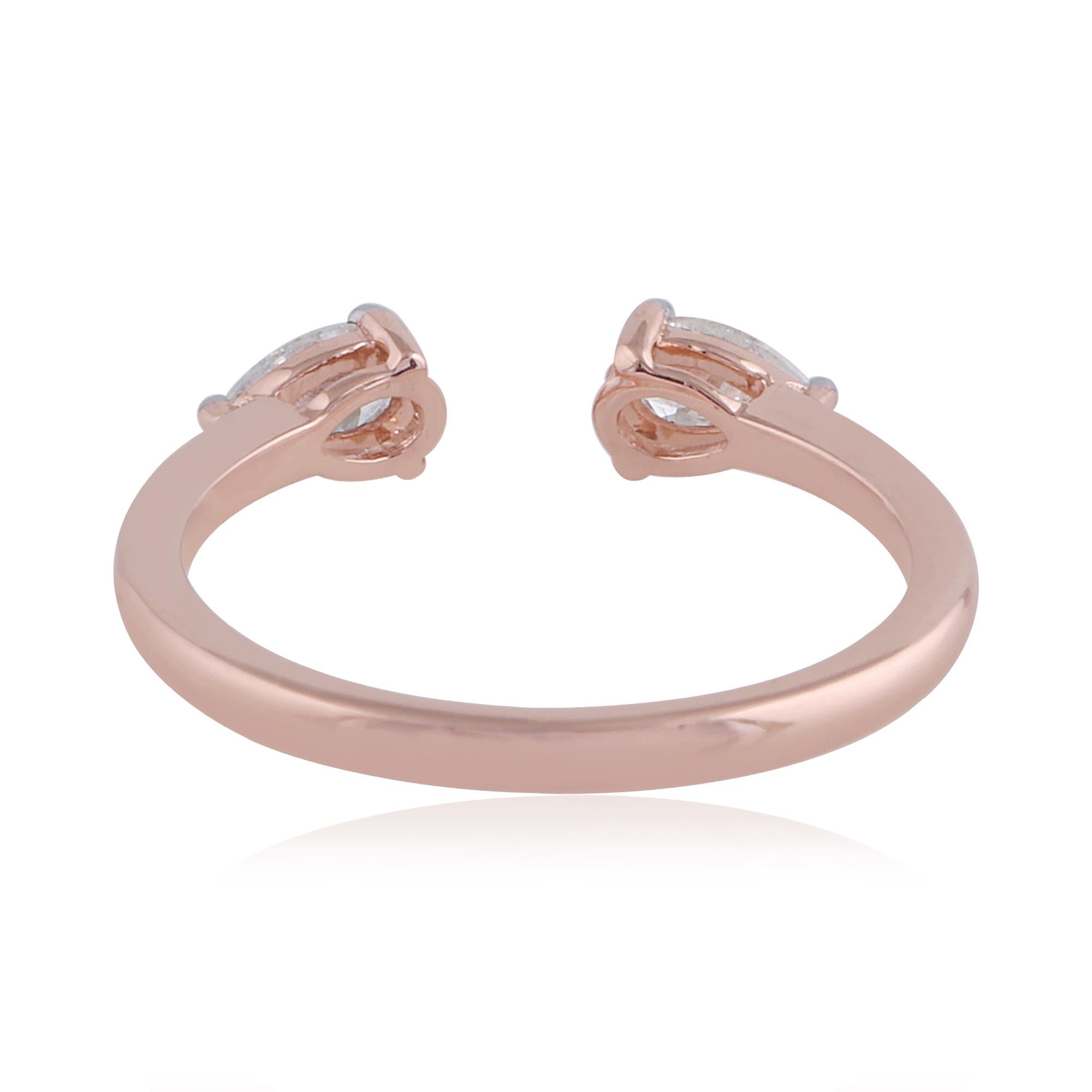 For Sale:  Minimalist Open Ended 18k Solid Rose Gold Ring with 0.35cts SI/H Color Diamond 2
