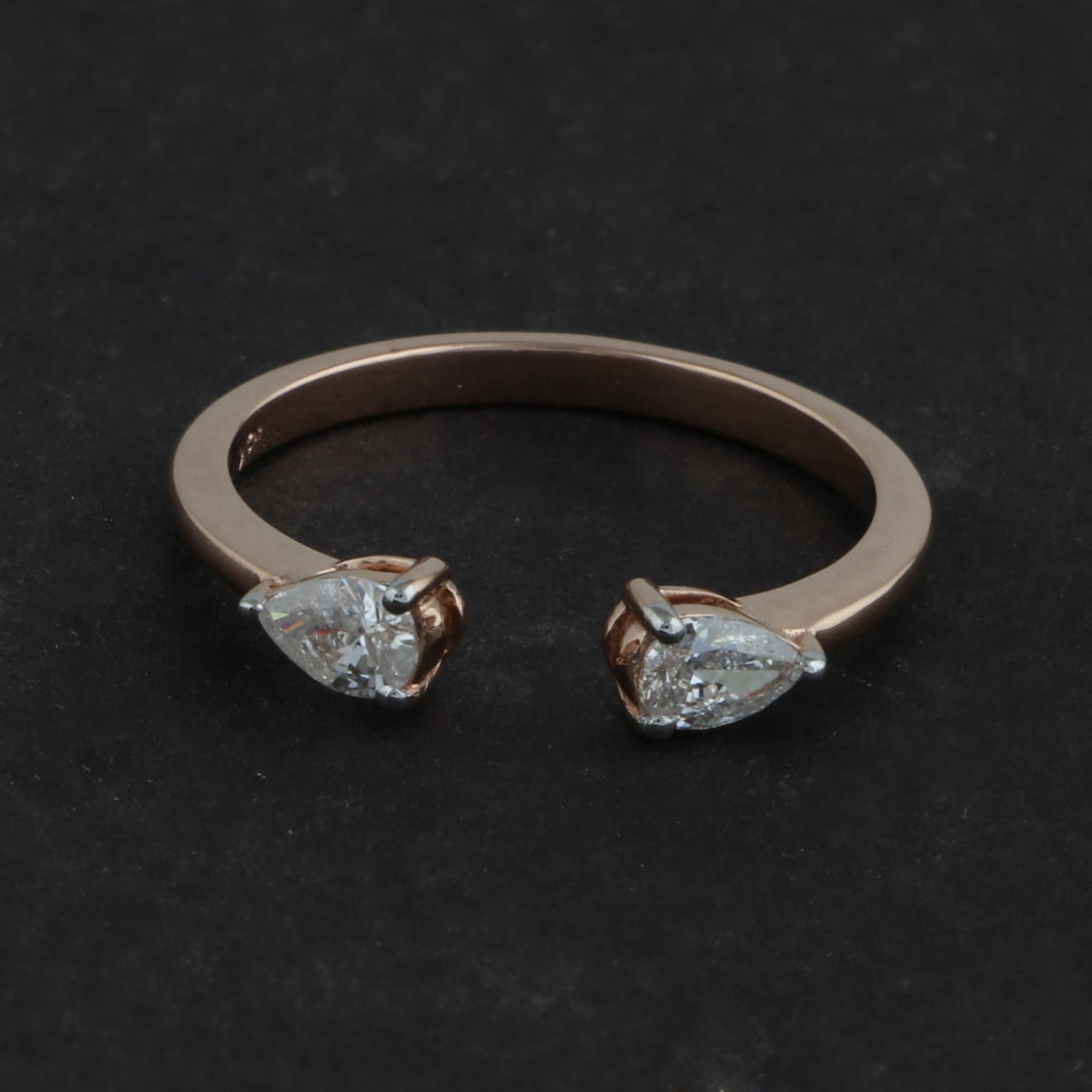 For Sale:  Minimalist Open Ended 18k Solid Rose Gold Ring with 0.35cts SI/H Color Diamond 4