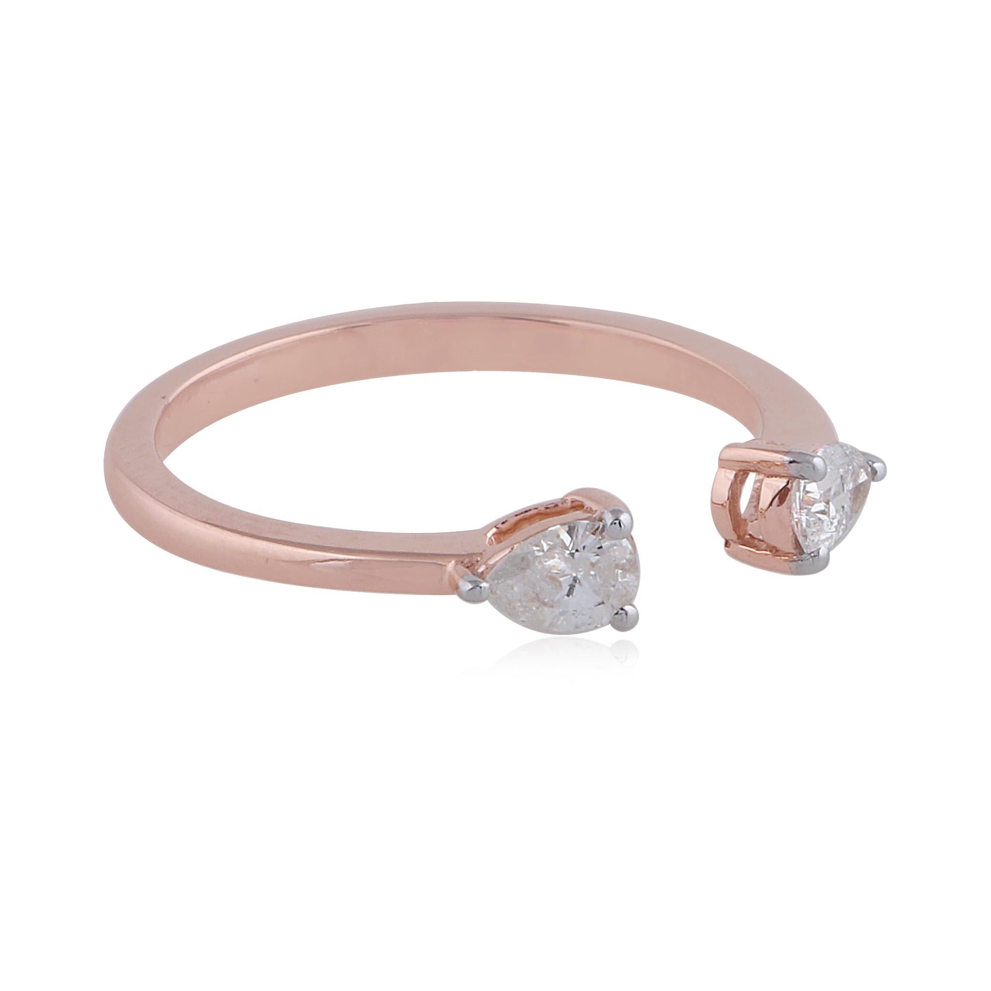 For Sale:  Minimalist Open Ended 18k Solid Rose Gold Ring with 0.35cts SI/H Color Diamond 5
