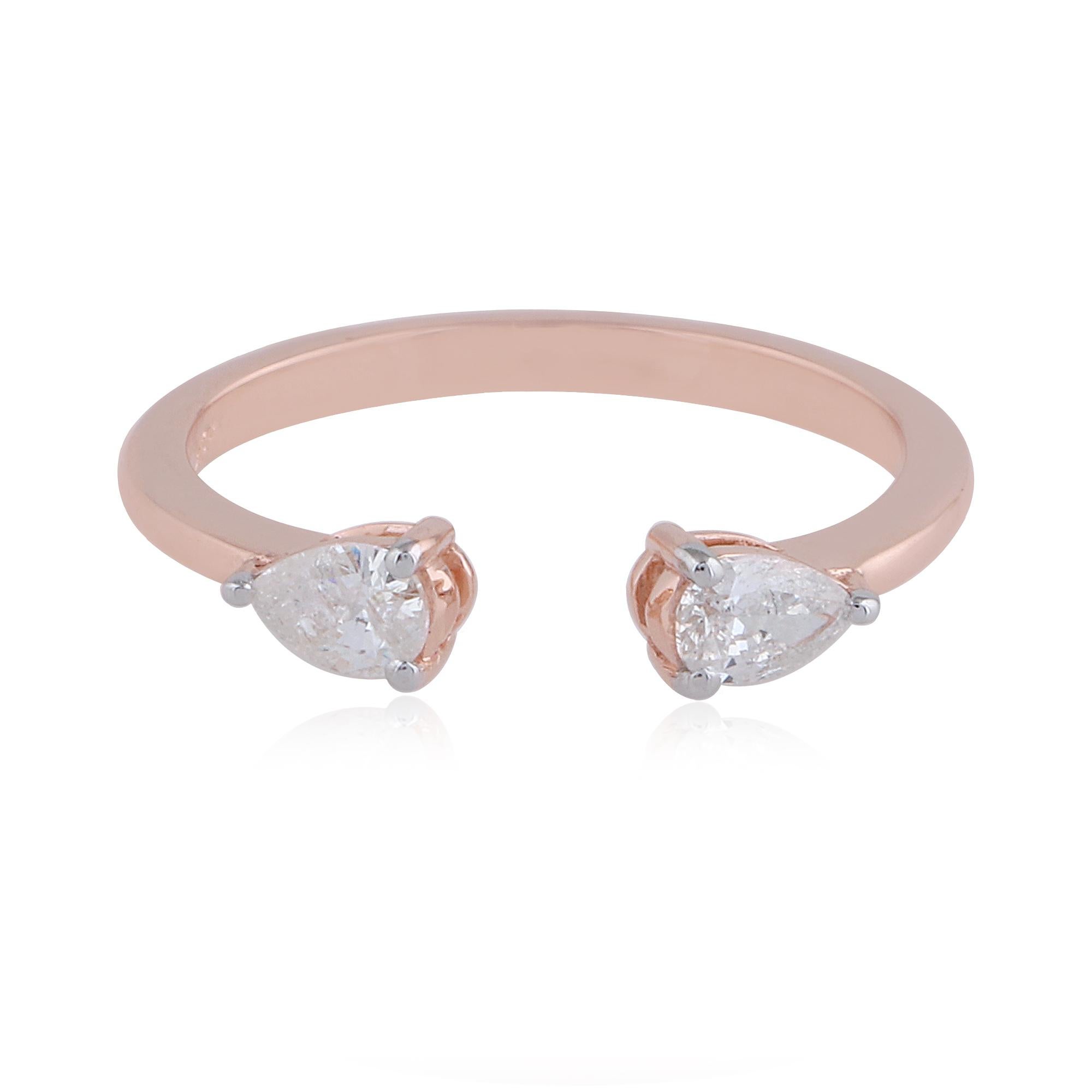For Sale:  Minimalist Open Ended 18k Solid Rose Gold Ring with 0.35cts SI/H Color Diamond 6